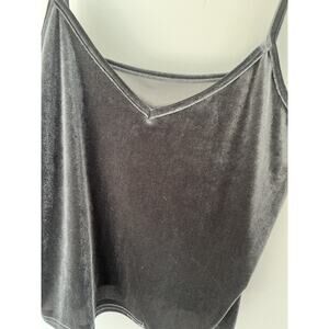 Y2K Tank Top Womens XS Velvet Gray Plush Whimsigoth Festival